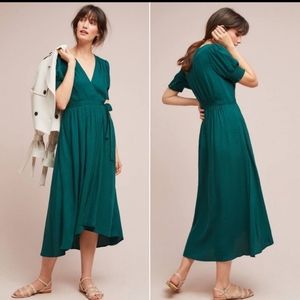 Anthropologie Maeve Breanna Green Midi Dress 2 NWT